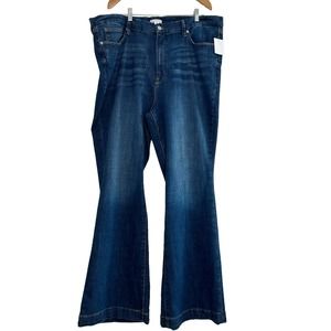 Good American Good Legs Flare Jeans 22 Indigo 305 Wash High Waist Denim Stretch